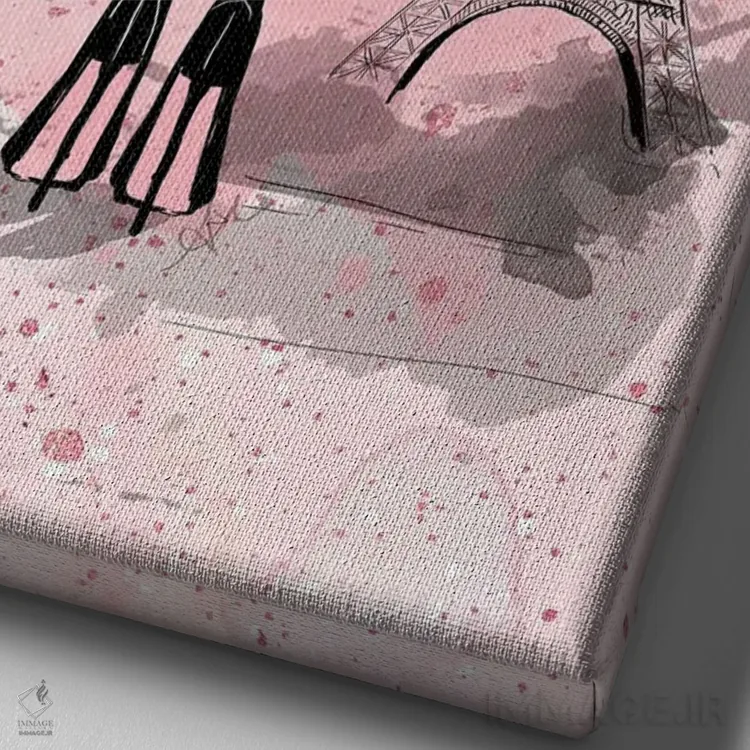 تابلو صورتی در پاریس اثر آلیسون پِتری - نمای نزدیک بافت بوم