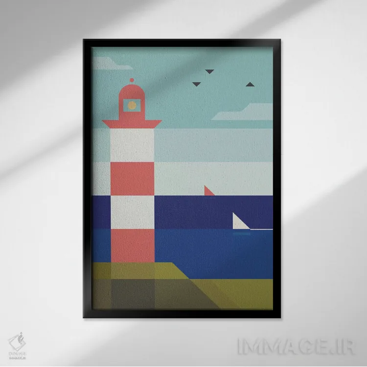 تابلو فانوس دریایی اثر آنتونی اسکوییزاتو - نمای قابدار مشکی