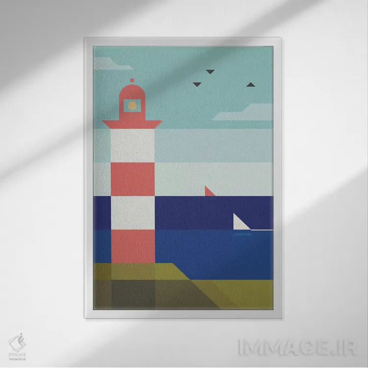 تابلو فانوس دریایی اثر آنتونی اسکوییزاتو - نمای قابدار سفید