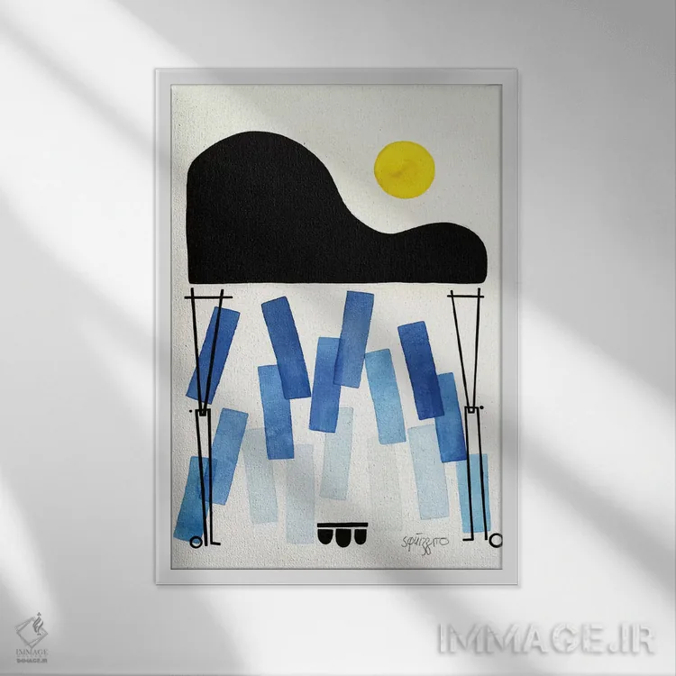 تابلو یادداشتهای بلوز اثر آنتونی اسکوییزاتو - نمای قابدار سفید