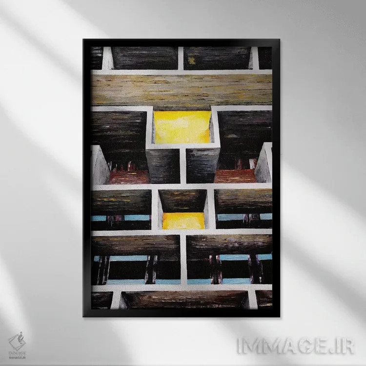 تابلو لوکوربوزیه چاندیگار (شهر هند) اثر آنتونی اسکوییزاتو - نمای قابدار مشکی