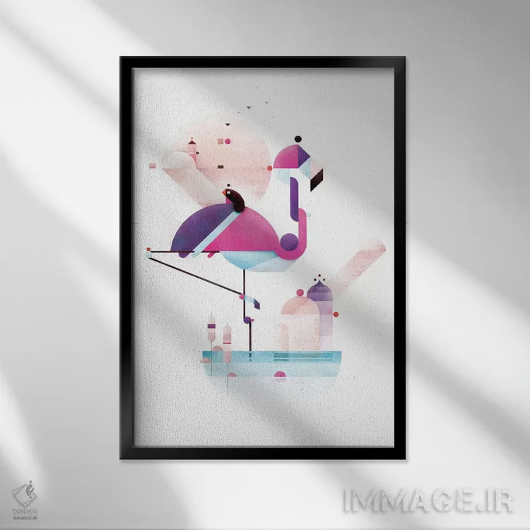 تابلو فلامینگوی آرام اثر آنتونی اسکوییزاتو - نمای قابدار مشکی