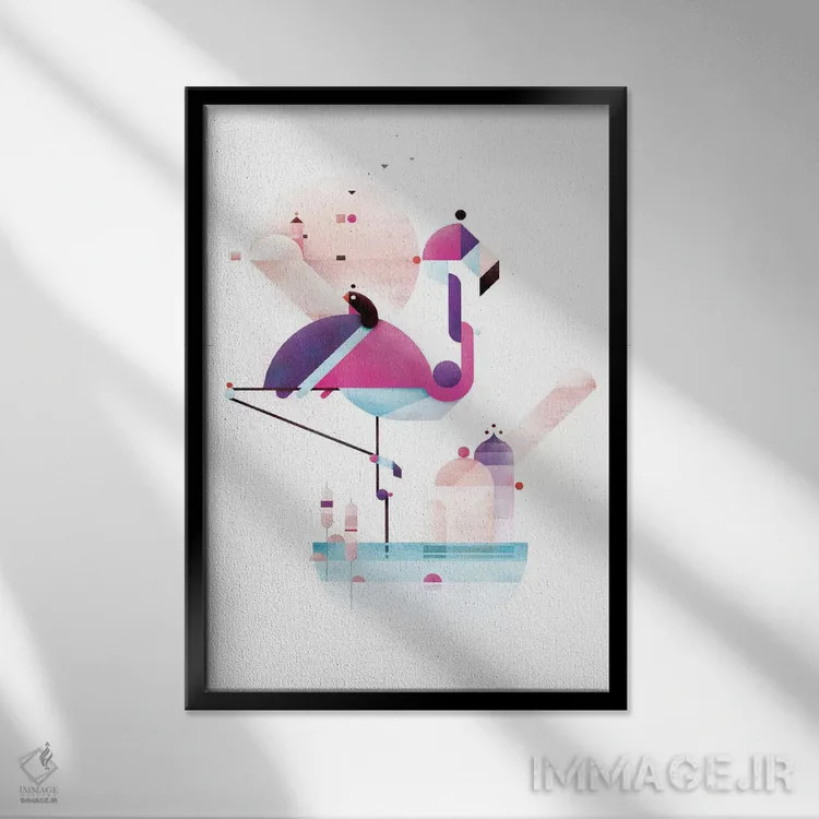 تابلو فلامینگوی آرام اثر آنتونی اسکوییزاتو - نمای قابدار مشکی