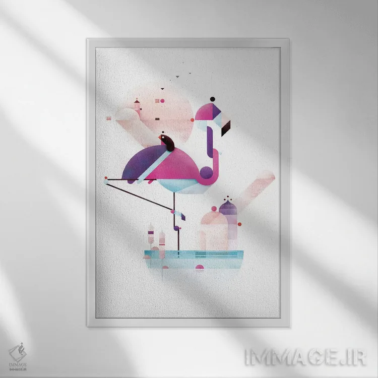 تابلو فلامینگوی آرام اثر آنتونی اسکوییزاتو - نمای قابدار سفید