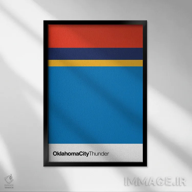 تابلو بسکتبال اکلاهما سیتی تاندر (تیم NBA) اثر آویسیکس - نمای قابدار مشکی