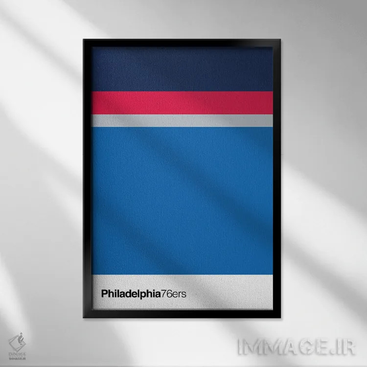تابلو بسکتبال فیلادلفیا 76رز (تیم NBA) اثر آویسیکس - نمای قابدار مشکی
