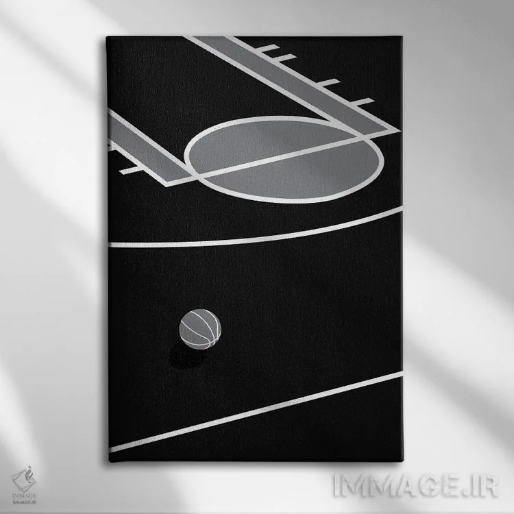 تابلو زمین بسکتبال مشکی اثر آویسیکس - نمای روبهرو روی دیوار
