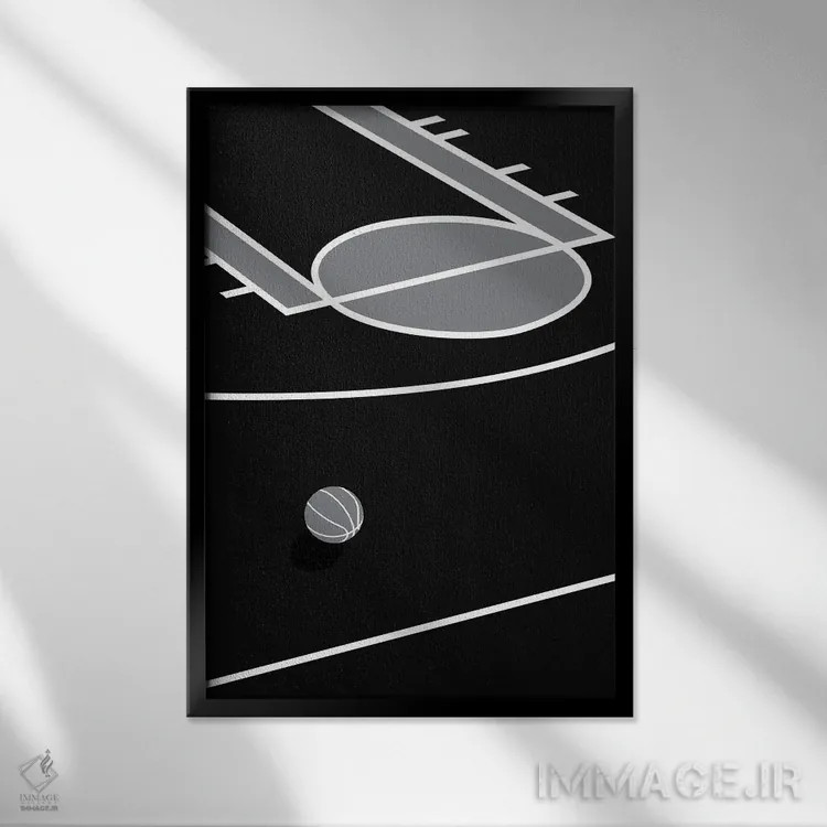 تابلو زمین بسکتبال مشکی اثر آویسیکس - نمای قابدار مشکی