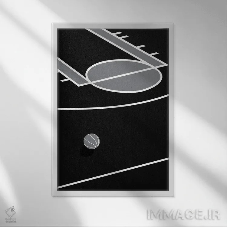 تابلو زمین بسکتبال مشکی اثر آویسیکس - نمای قابدار سفید