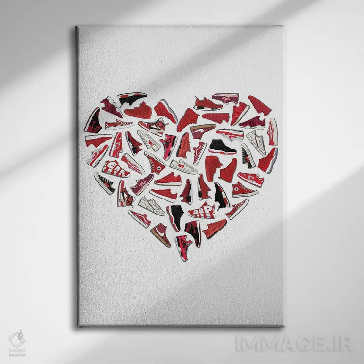 تابلو قلب کتانی اثر آویسیکس - نمای روبهرو روی دیوار