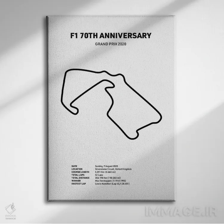 تابلو هفتادمین سالگرد فرمول ۱ (سفید) اثر آویسیکس - نمای روبهرو روی دیوار