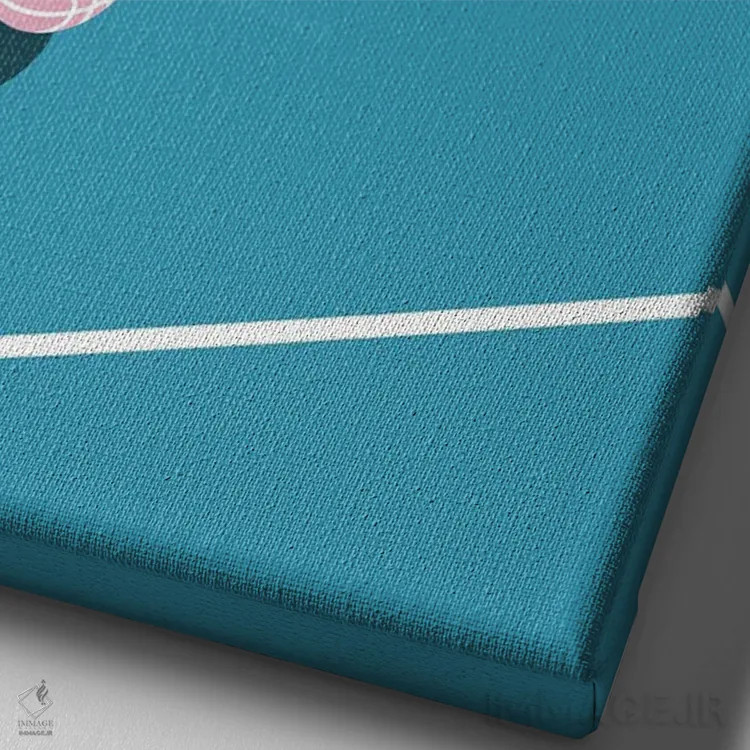 تابلو زمین بسکتبال آبی صورتی اثر آویسیکس - نمای نزدیک بافت بوم