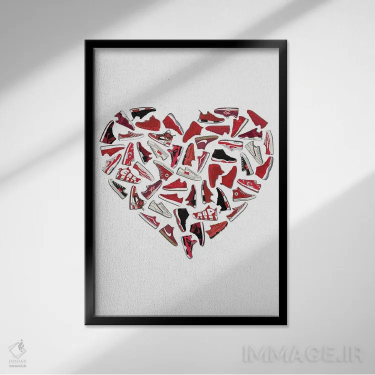 تابلو قلب کتانی اثر آویسیکس - نمای قابدار مشکی