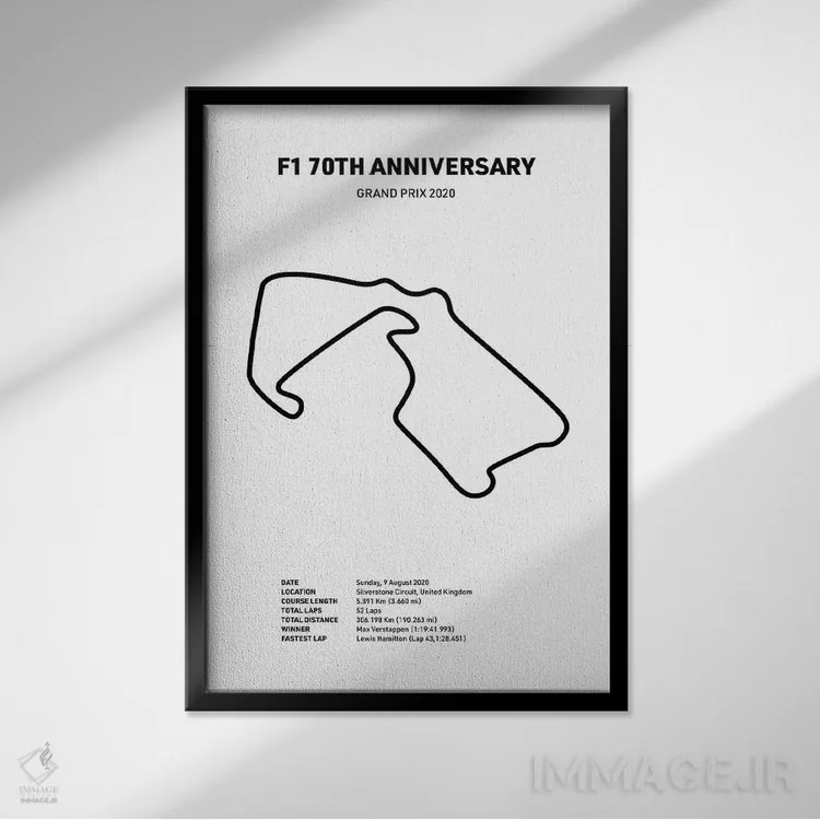 تابلو هفتادمین سالگرد فرمول ۱ (سفید) اثر آویسیکس - نمای قابدار مشکی