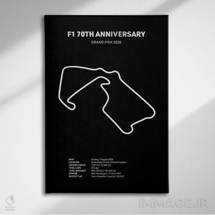 تابلو هفتادمین سالگرد فرمول ۱ (مشکی) اثر آویسیکس - نمای روبهرو روی دیوار