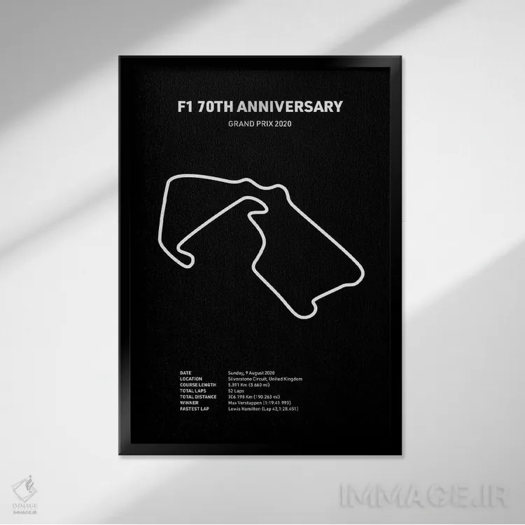 تابلو هفتادمین سالگرد فرمول ۱ (مشکی) اثر آویسیکس - نمای قابدار مشکی