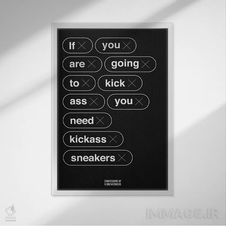 تابلو کتانیهای شگفتانگیز (مشکی) اثر آویسیکس - نمای قابدار سفید