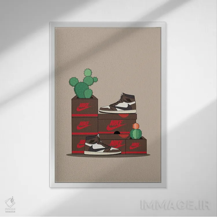 تابلو تراویس اسکات کاکتوس جک (برند) اثر آویسیکس - نمای قابدار سفید