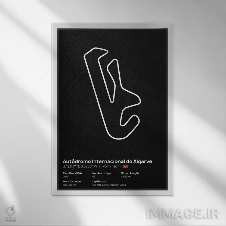 تابلو فرمول یک - پیست الگارو اثر آویسیکس - نمای قابدار سفید