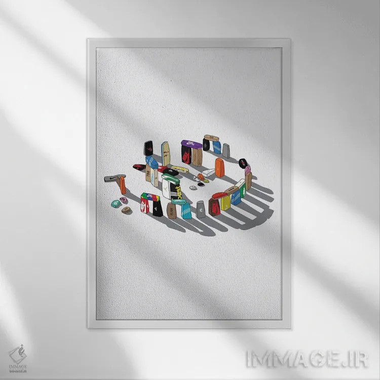 تابلو کتانیهنج (الهام از استونهنج) اثر آویسیکس - نمای قابدار سفید