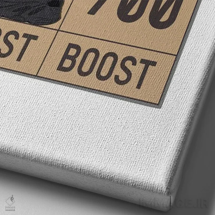 تابلو یزی V2 به صورت چیده شده (برند کفش) اثر آویسیکس - نمای نزدیک بافت بوم