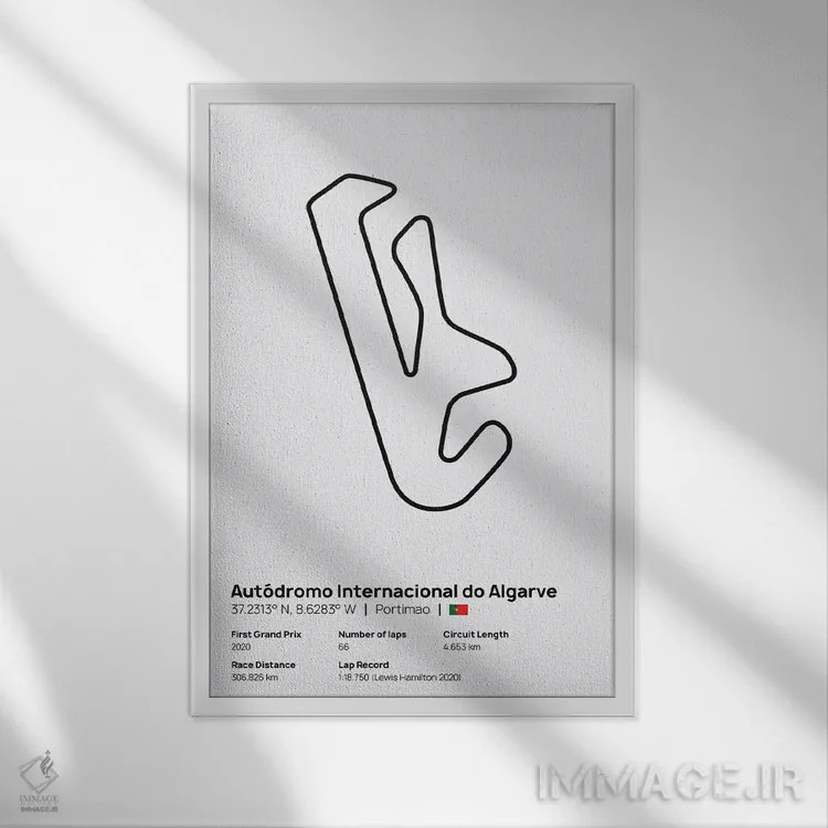 تابلو فرمول یک - پیست الگارو اثر آویسیکس - نمای قابدار سفید