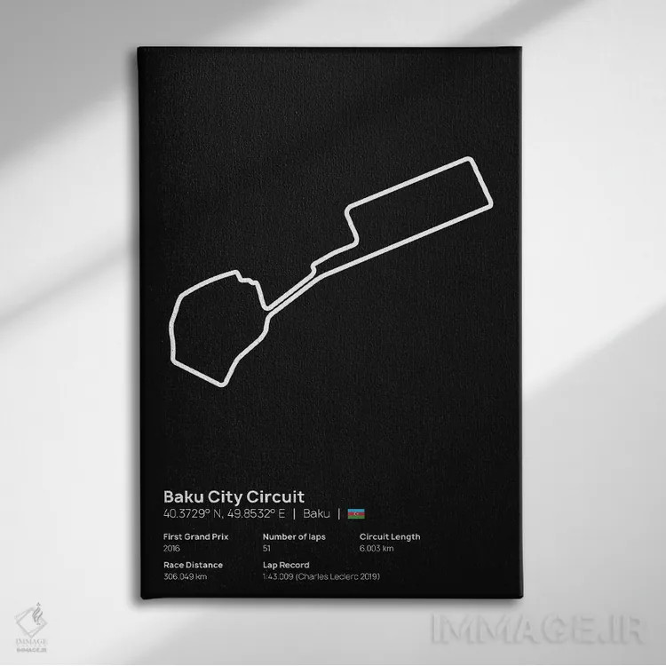 تابلو فرمول یک - پیست شهر باکو اثر آویسیکس - نمای روبهرو روی دیوار