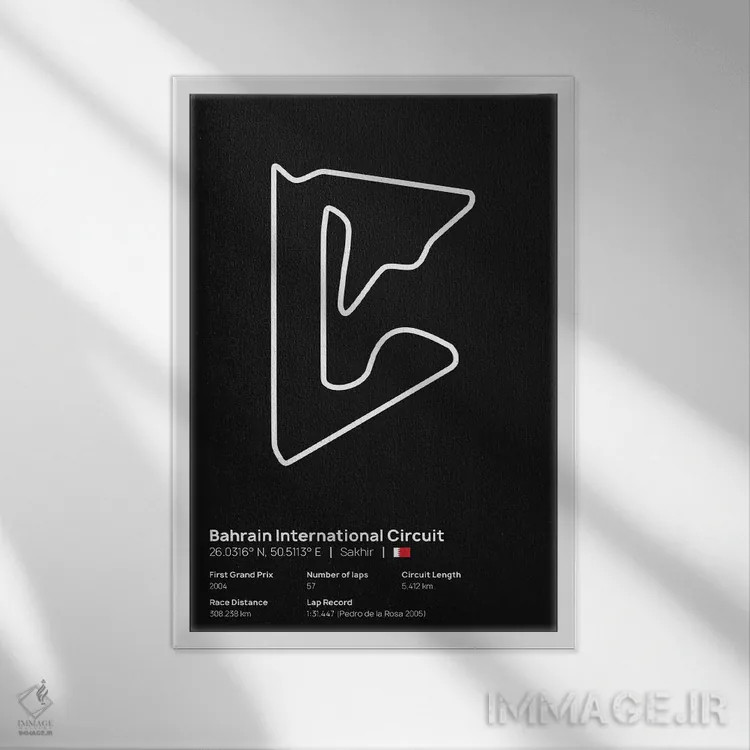 تابلو فرمول یک - پیست بحرین اثر آویسیکس - نمای قابدار سفید