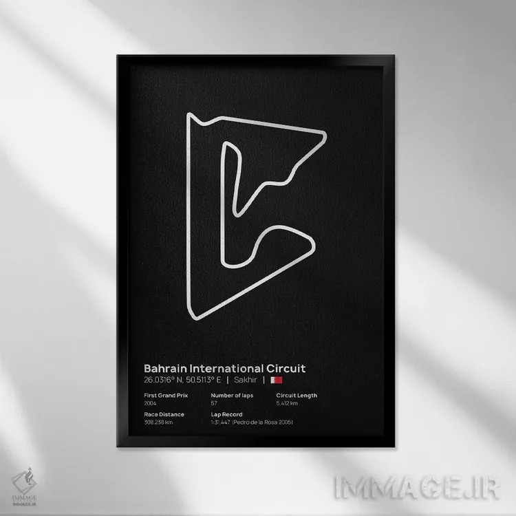 تابلو فرمول یک - پیست بحرین اثر آویسیکس - نمای قابدار مشکی