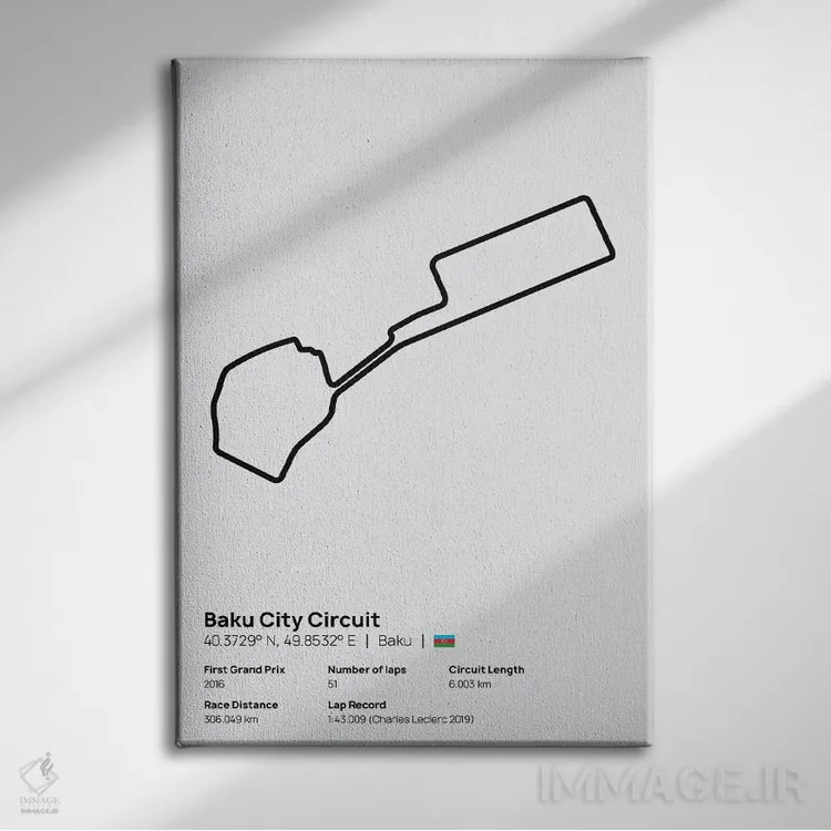 تابلو فرمول یک - پیست شهر باکو اثر آویسیکس - نمای روبهرو روی دیوار
