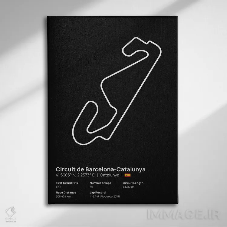 تابلو فرمول یک - پیست کاتالونیا اثر آویسیکس - نمای روبهرو روی دیوار