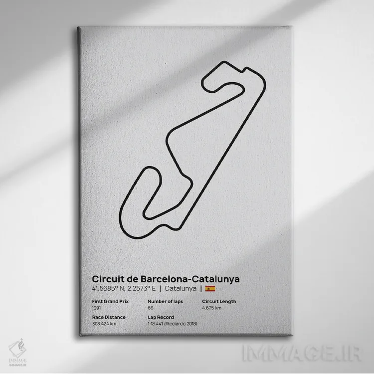 تابلو فرمول یک - پیست کاتالونیا اثر آویسیکس - نمای روبهرو روی دیوار
