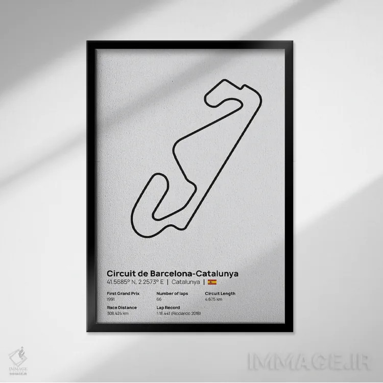 تابلو فرمول یک - پیست کاتالونیا اثر آویسیکس - نمای قابدار مشکی