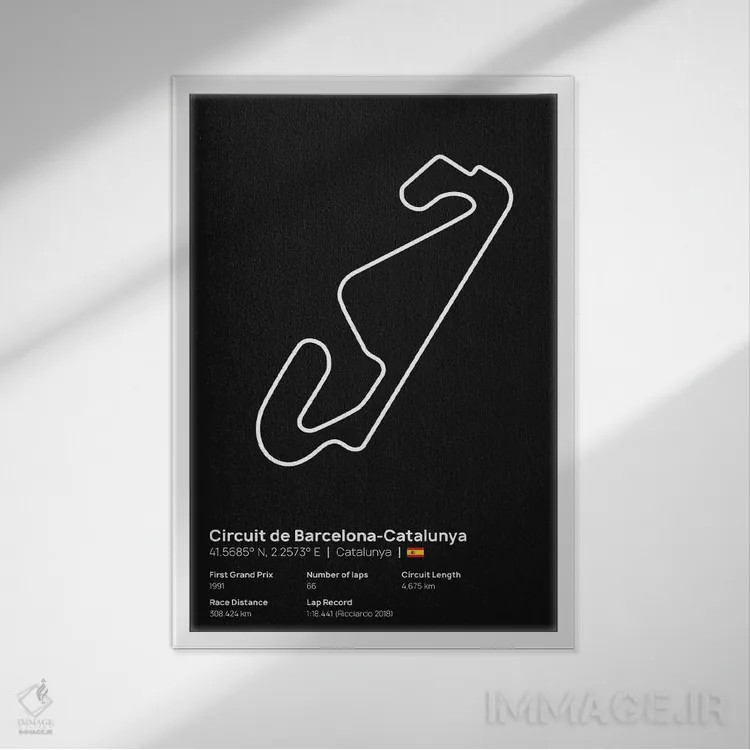 تابلو فرمول یک - پیست کاتالونیا اثر آویسیکس - نمای قابدار سفید