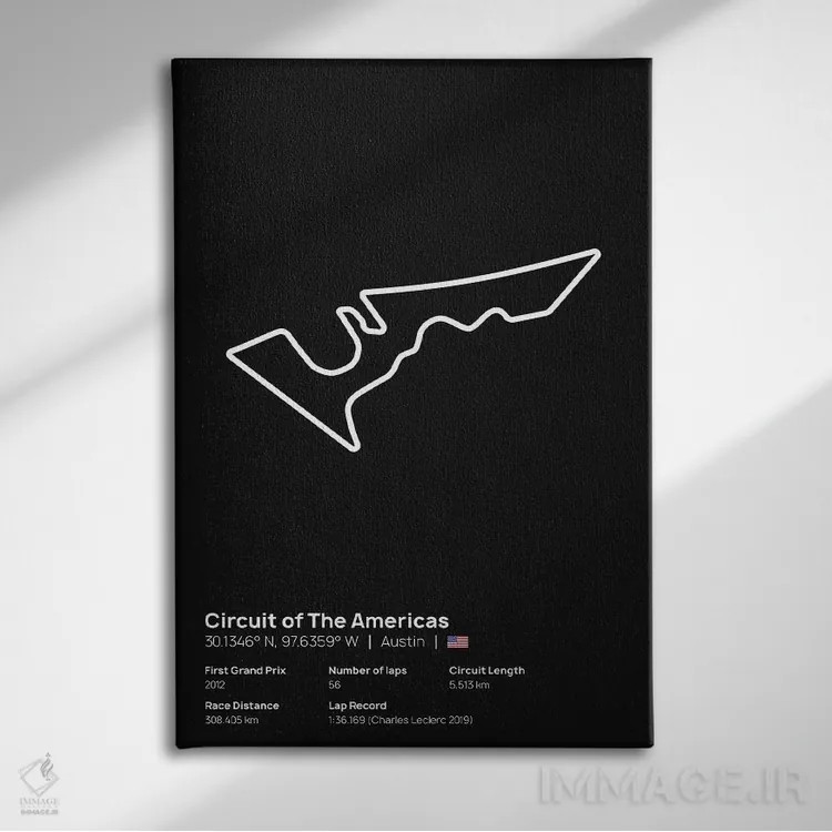 تابلو فرمول یک - پیست قارهها (آستین آمریکا) اثر آویسیکس - نمای روبهرو روی دیوار