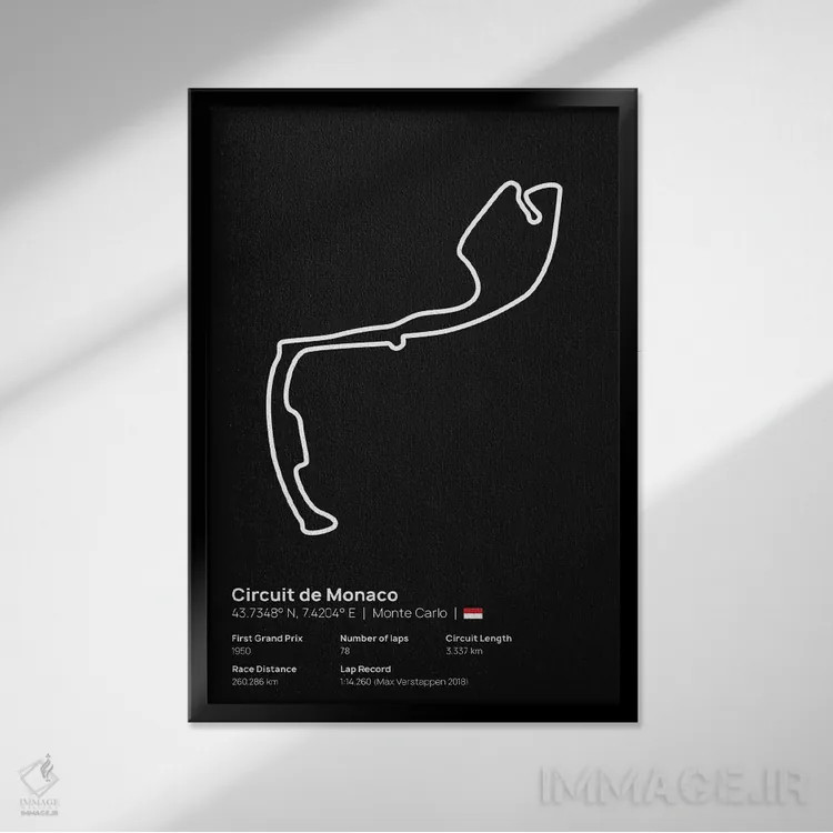 تابلو فرمول یک - پیست موناکو اثر آویسیکس - نمای قابدار مشکی