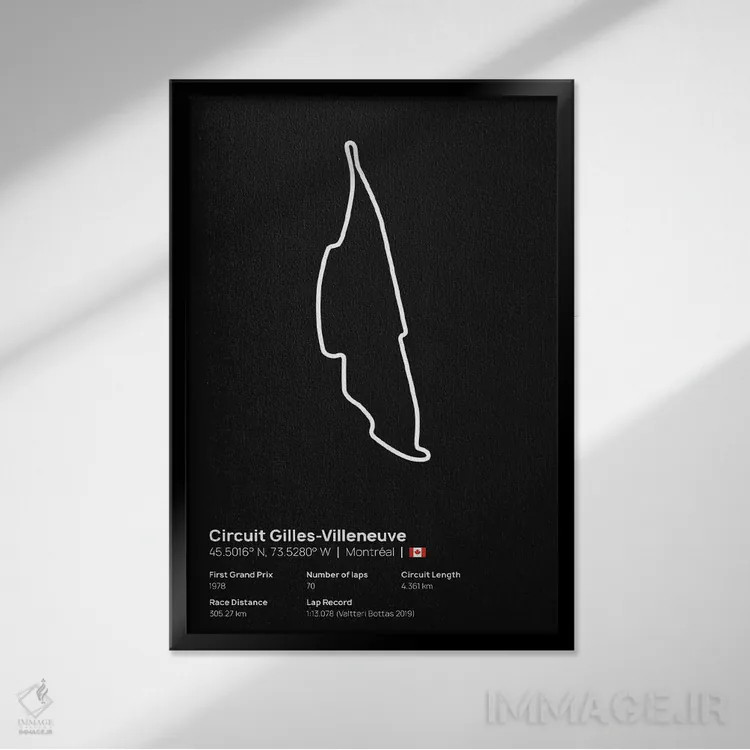 تابلو فرمول یک - پیست ژیل ویلنوو اثر آویسیکس - نمای قابدار مشکی