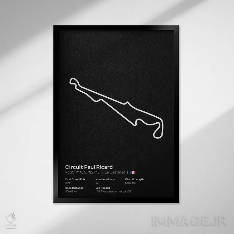 تابلو فرمول یک - پیست پل ریکارد اثر آویسیکس - نمای قابدار مشکی