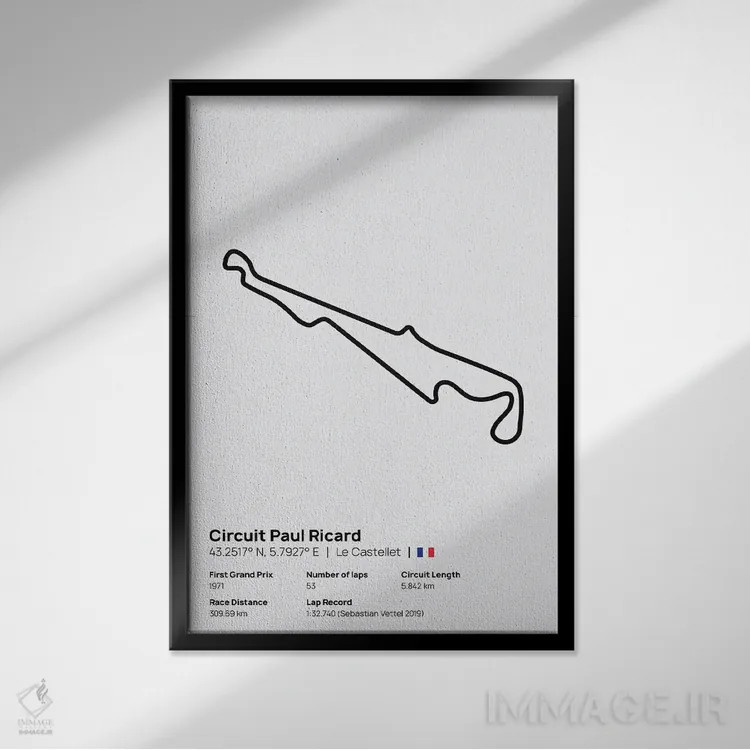 تابلو فرمول یک - پیست پل ریکارد اثر آویسیکس - نمای قابدار مشکی
