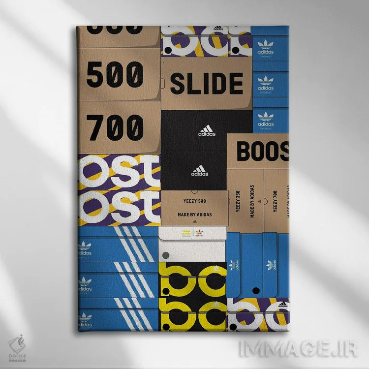 تابلو جعبه کتانی آدیداس اثر آویسیکس - نمای روبهرو روی دیوار