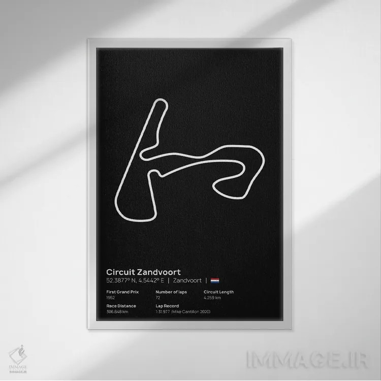 تابلو فرمول یک - پیست زاندفورت اثر آویسیکس - نمای قابدار سفید