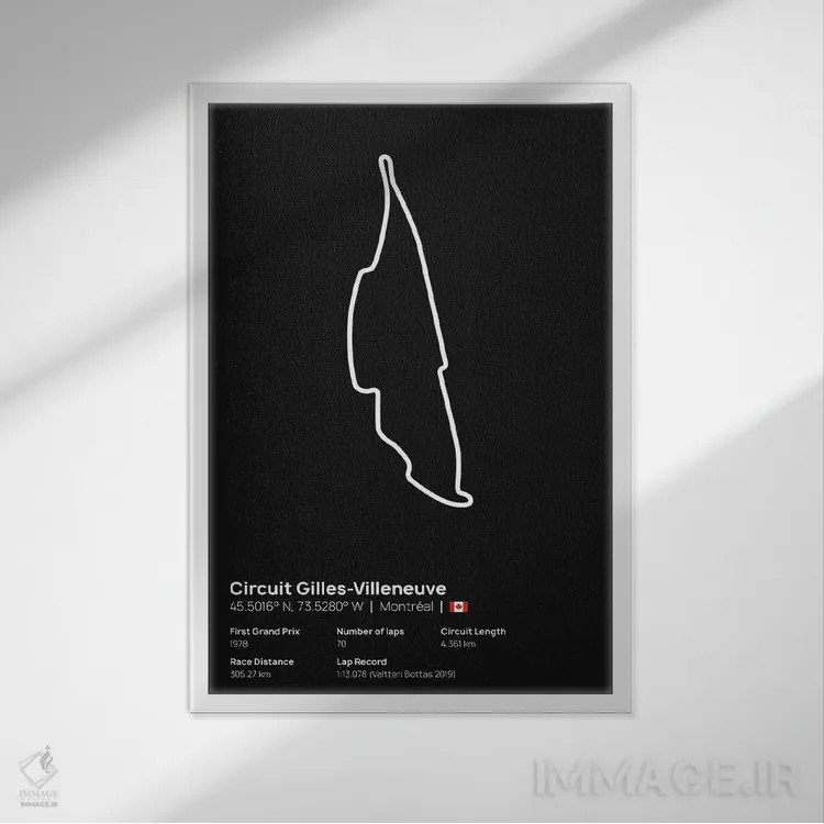 تابلو فرمول یک - پیست ژیل ویلنوو اثر آویسیکس - نمای قابدار سفید
