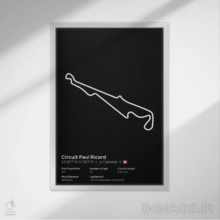 تابلو فرمول یک - پیست پل ریکارد اثر آویسیکس - نمای قابدار سفید