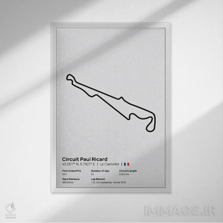 تابلو فرمول یک - پیست پل ریکارد اثر آویسیکس - نمای قابدار سفید