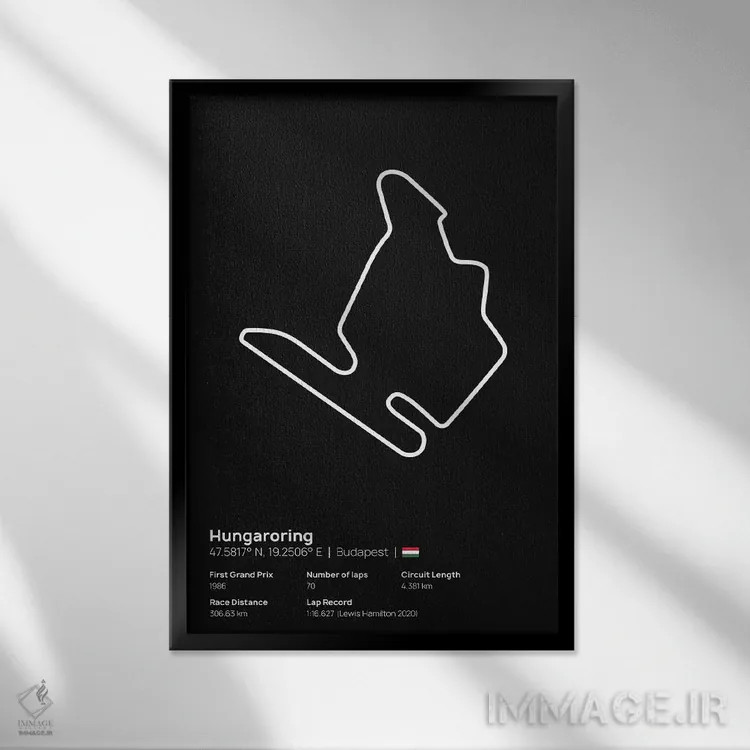 تابلو فرمول یک - پیست هونگارورینگ اثر آویسیکس - نمای قابدار مشکی