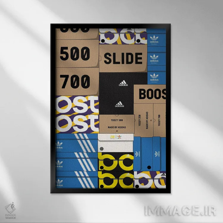 تابلو جعبه کتانی آدیداس اثر آویسیکس - نمای قابدار مشکی