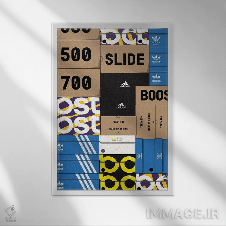 تابلو جعبه کتانی آدیداس اثر آویسیکس - نمای قابدار سفید