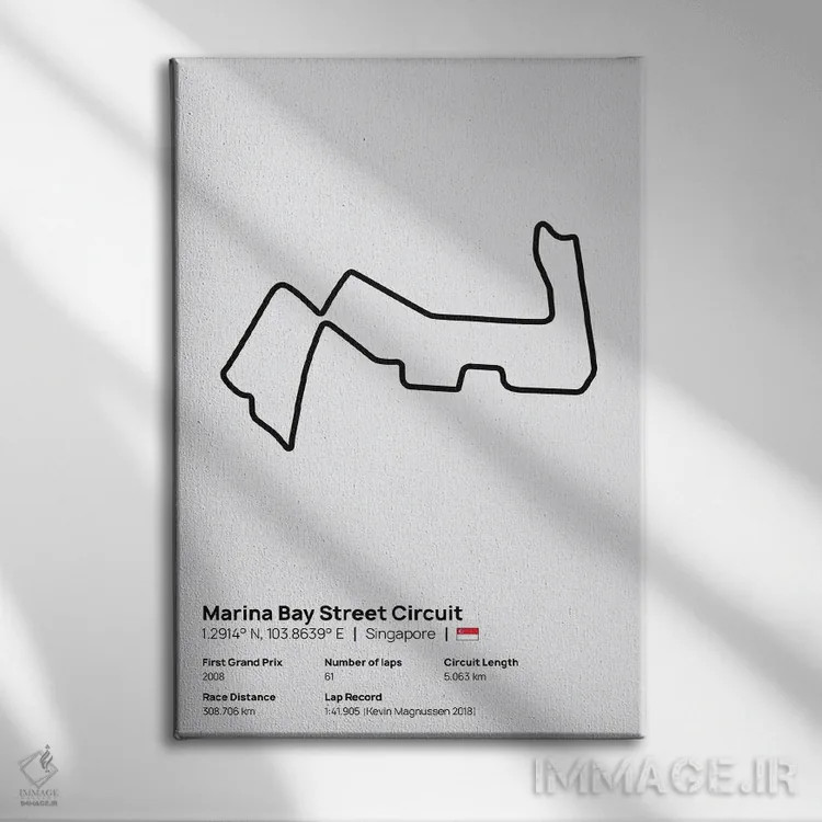 تابلو فرمول یک - پیست خیابانی مارینا بی اثر آویسیکس - نمای روبهرو روی دیوار