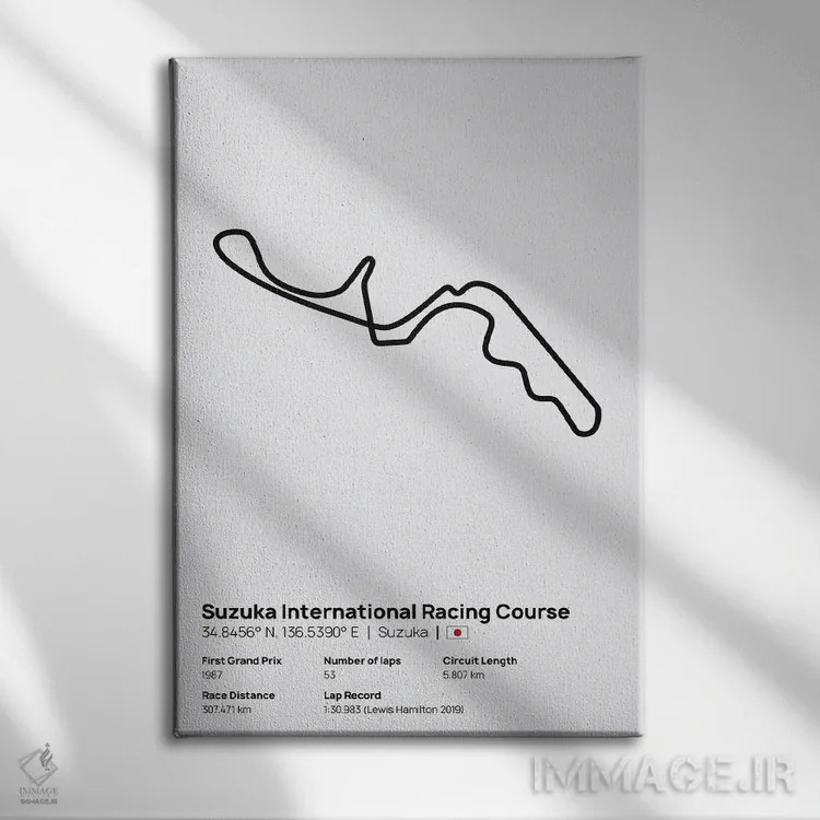تابلو فرمول یک - پیست بینالمللی سوزوکا اثر آویسیکس - نمای روبهرو روی دیوار