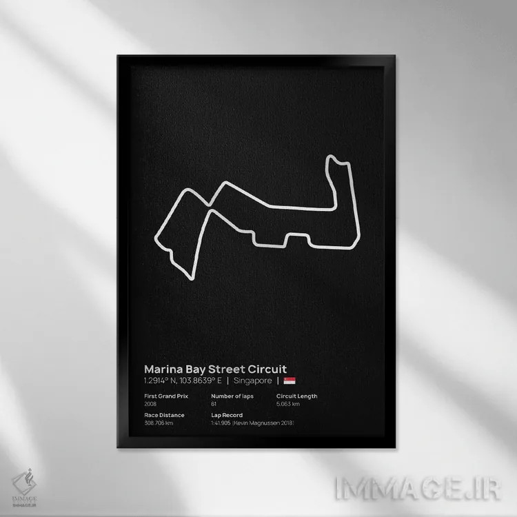 تابلو فرمول یک - پیست خیابانی مارینا بی اثر آویسیکس - نمای قابدار مشکی